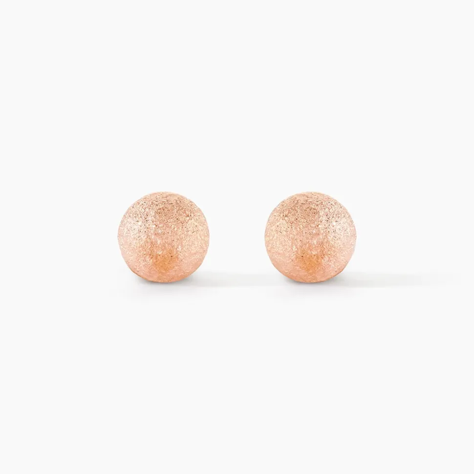 Boucles D'oreilles Puces Fidelia Boule Sablee Or Rose