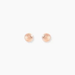 Boucles D'oreilles Puces Fidelia Boule Sablee Or Rose