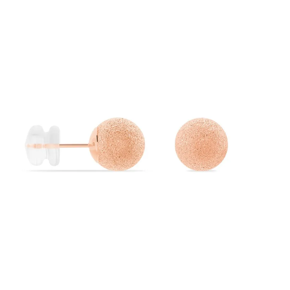 Boucles D'oreilles Puces Fidelia Boule Sablee Or Rose