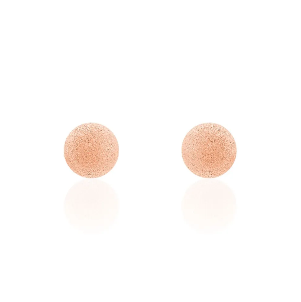 Boucles D'oreilles Puces Fidelia Boule Sablee Or Rose