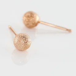 Boucles D'oreilles Puces Fidelia Boule Sablee Or Rose