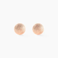 Boucles D'oreilles Puces Fidelia Boule Sablee Or Rose