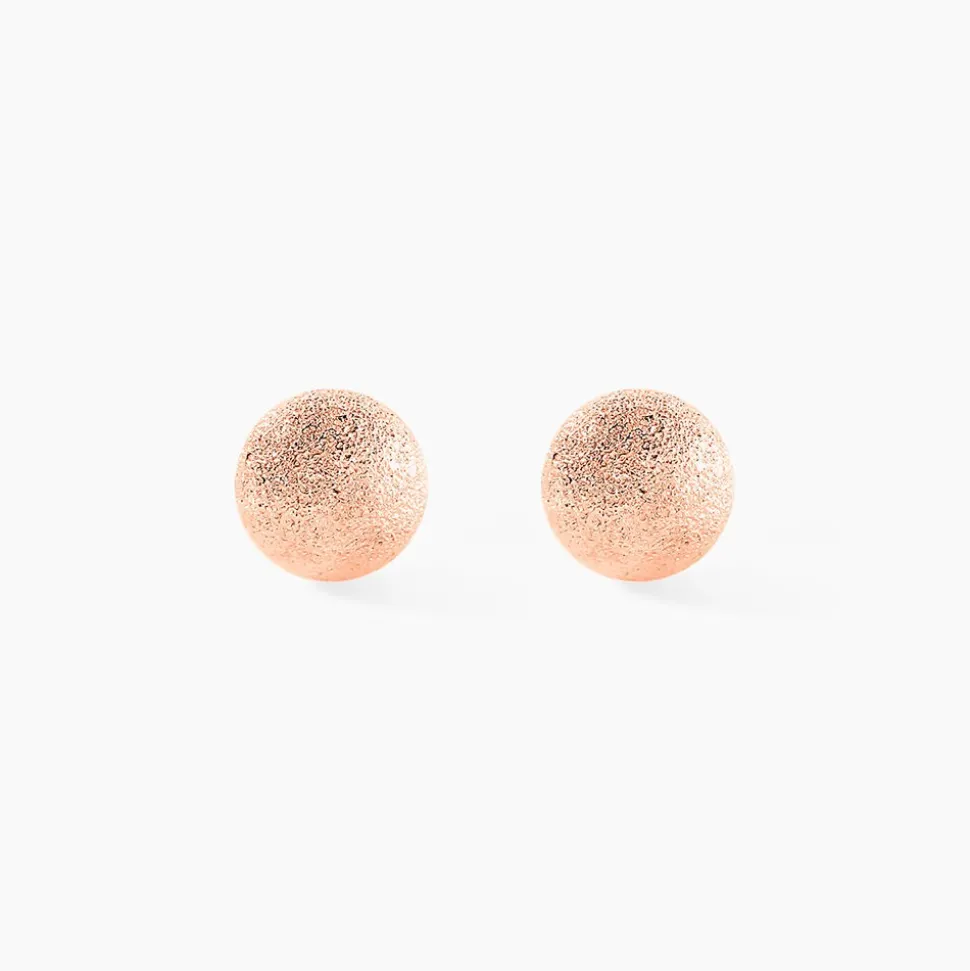 Boucles D'oreilles Puces Fidelia Boule Sablee Or Rose