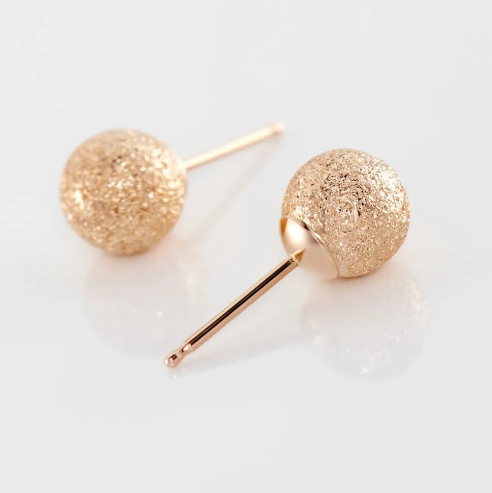 Boucles D'oreilles Puces Fidelia Boule Sablee Or Rose