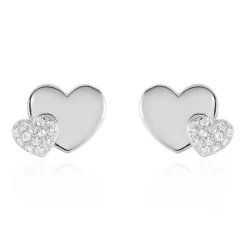 Boucles D'oreilles Puces Flamen Argent Blanc Oxyde De Zirconium