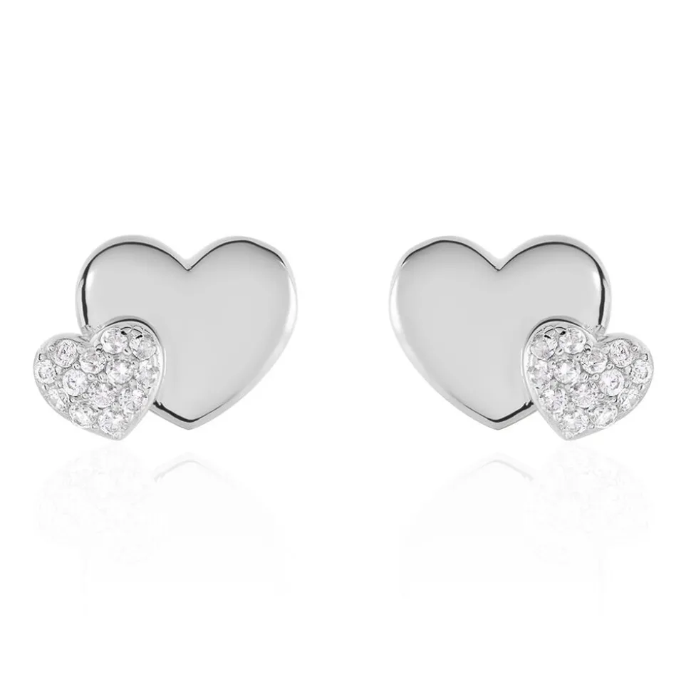Boucles D'oreilles Puces Flamen Argent Blanc Oxyde De Zirconium