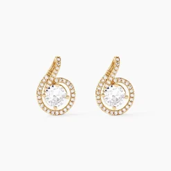 Boucles D'oreilles Puces Florentina Plaqué Or Jaune Oxyde De Zirconium