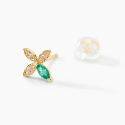 Marc Orian Anniversaire De Mariage|Bijoux Émeraude > Boucles D'oreilles Puces Flower Power Or Jaune Emeraude Diamant