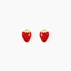 Boucles D'oreilles Puces Fraise Or Jaune