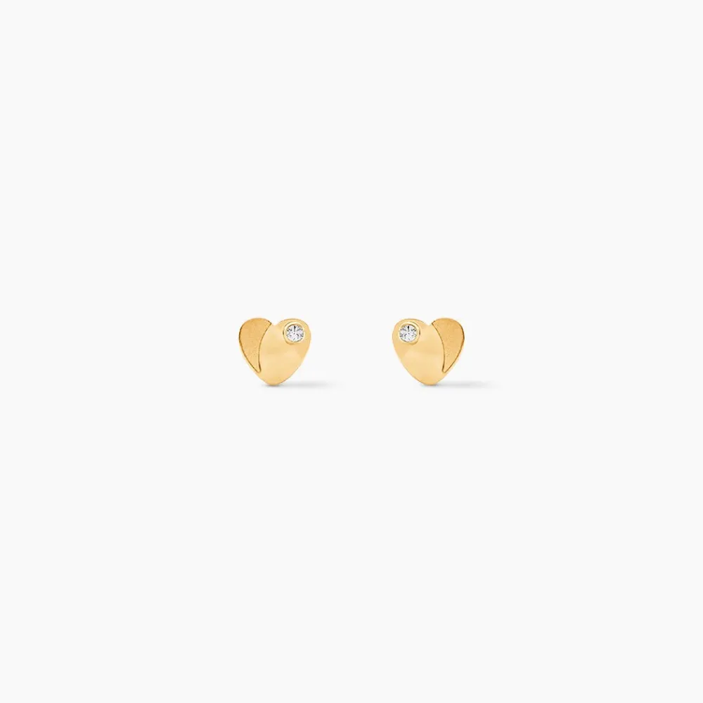 Marc Orian Bijoux Zirconium|Bijoux Homme > Boucles D'oreilles Puces Freddie Coeur Plein Or Jaune Oxyde De Zirconium