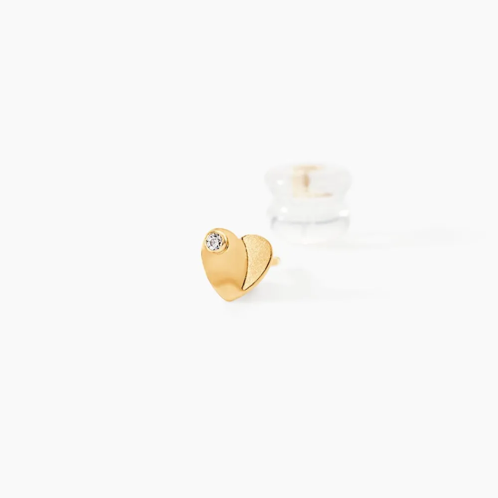 Marc Orian Bijoux Zirconium|Bijoux Homme > Boucles D'oreilles Puces Freddie Coeur Plein Or Jaune Oxyde De Zirconium