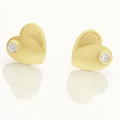 Marc Orian Bijoux Zirconium|Bijoux Homme > Boucles D'oreilles Puces Freddie Coeur Plein Or Jaune Oxyde De Zirconium