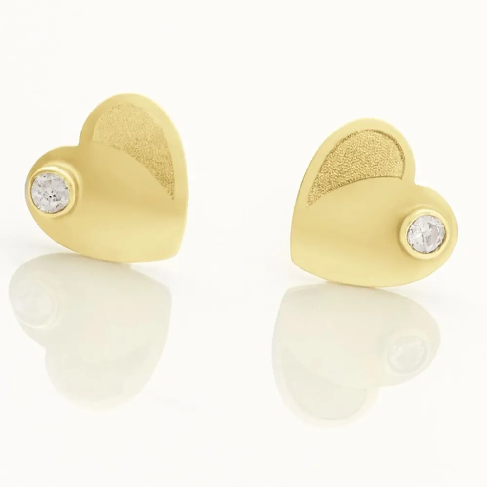Marc Orian Bijoux Zirconium|Bijoux Homme > Boucles D'oreilles Puces Freddie Coeur Plein Or Jaune Oxyde De Zirconium