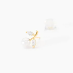 Marc Orian Bijoux Or|Bijoux Perles > Boucles D'oreilles Puces Frigga Or Jaune Perle De Culture Et Oxyde