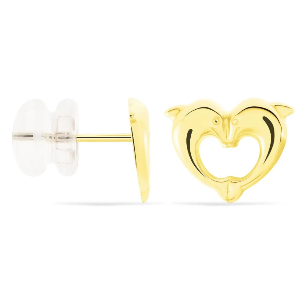 Marc Orian Idées Cadeaux Femme|Boucles D'Oreilles Femme > Boucles D'oreilles Puces Fulvie Double Dauphins Or Jaune