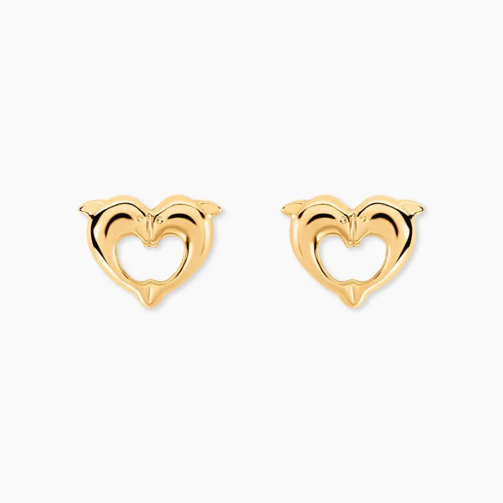 Marc Orian Idées Cadeaux Femme|Boucles D'Oreilles Femme > Boucles D'oreilles Puces Fulvie Double Dauphins Or Jaune