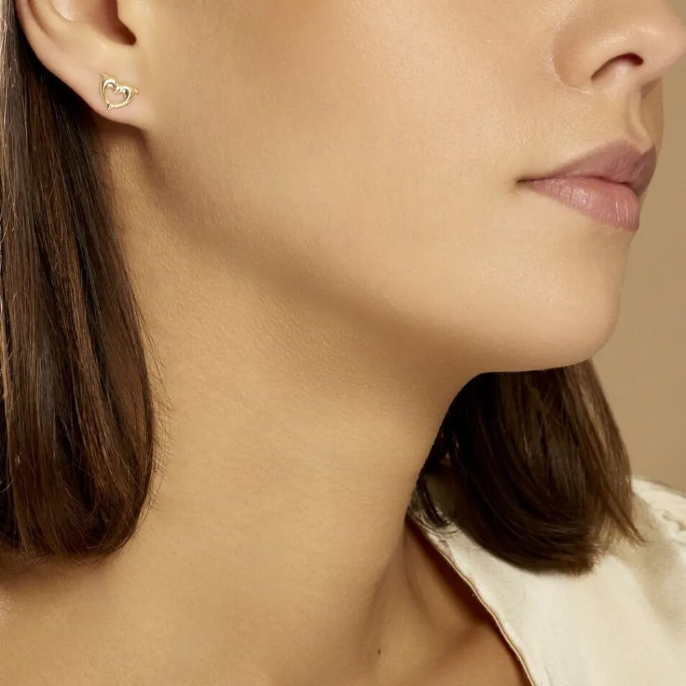 Marc Orian Idées Cadeaux Femme|Boucles D'Oreilles Femme > Boucles D'oreilles Puces Fulvie Double Dauphins Or Jaune