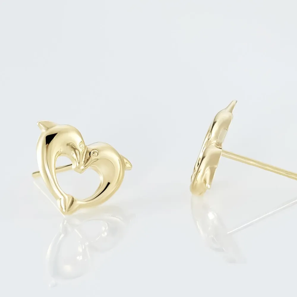 Marc Orian Idées Cadeaux Femme|Boucles D'Oreilles Femme > Boucles D'oreilles Puces Fulvie Double Dauphins Or Jaune