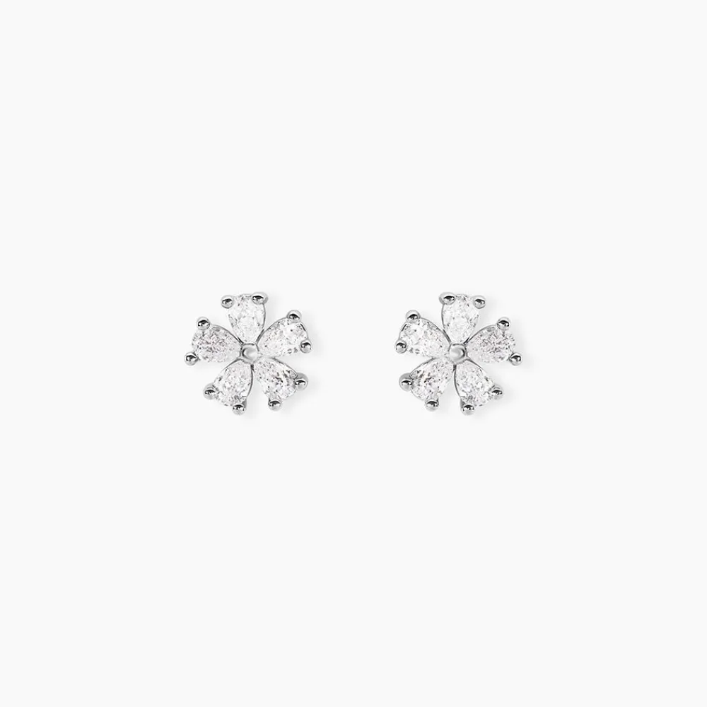 Marc Orian Bijoux Zirconium|Boucles D'Oreilles Fleur > Boucles D'oreilles Puces Gisabel Argent Blanc Oxyde De Zirconium