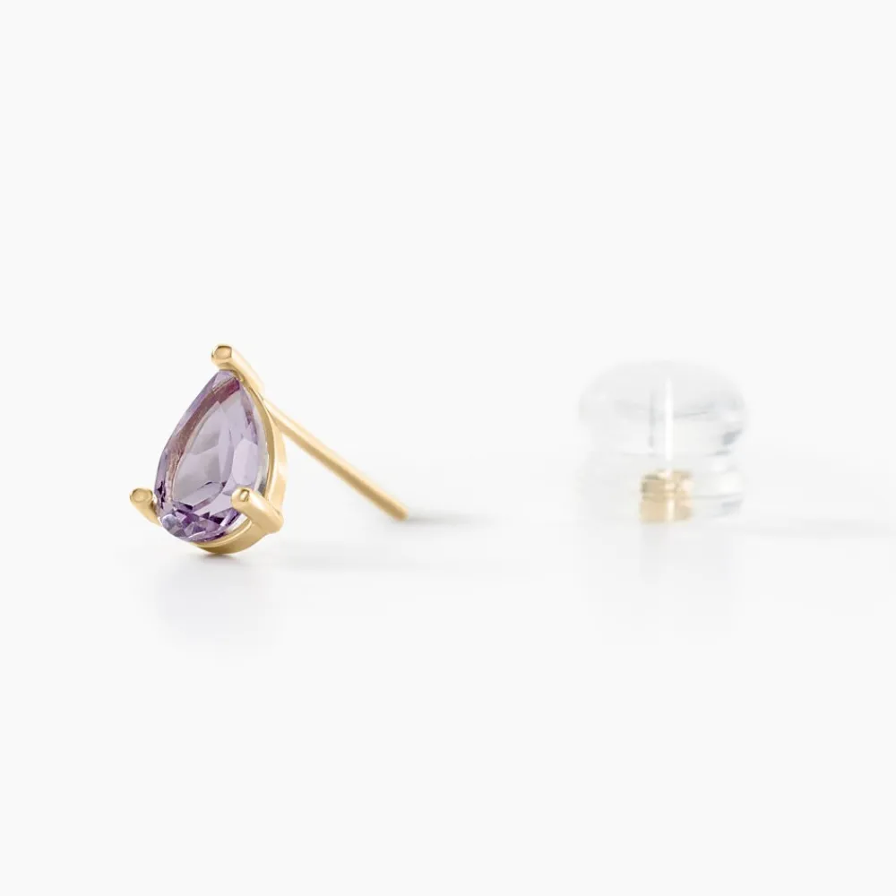 Marc Orian Anniversaire De Mariage|Boucles D'Oreilles Améthyste > Boucles D'oreilles Puces Goutte Or Jaune Améthyste or jaune améthyste violet