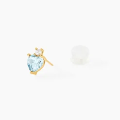 Marc Orian Cadeaux Mariage|Anniversaire De Mariage > Boucles D'oreilles Puces Heart Or Jaune Topaze Oxyde De Zirconium