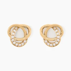 Boucles D'oreilles Puces Henia Plaqué Or Jaune Oxyde De Zirconium