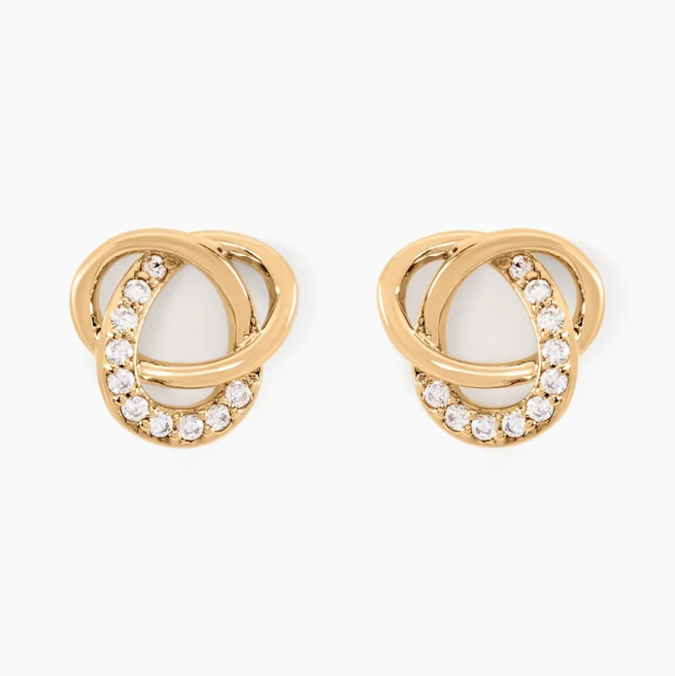 Boucles D'oreilles Puces Henia Plaqué Or Jaune Oxyde De Zirconium