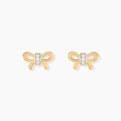 Boucles D'oreilles Puces Hisae Plaqué Or Jaune Oxyde De Zirconium