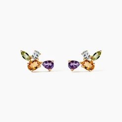 Marc Orian Cadeaux Mariage|Anniversaire De Mariage > Boucles D'oreilles Puces Hortense Or Jaune Citrine Améthyste Topaze