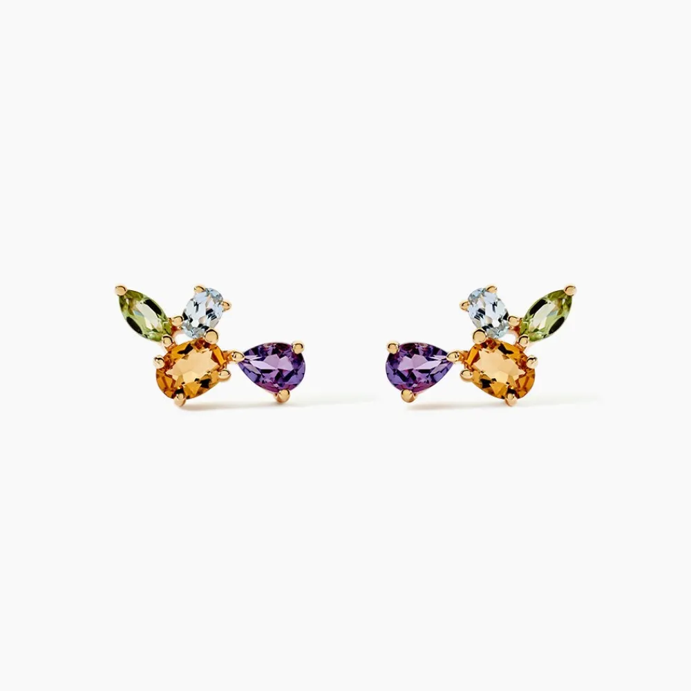 Marc Orian Cadeaux Mariage|Anniversaire De Mariage > Boucles D'oreilles Puces Hortense Or Jaune Citrine Améthyste Topaze