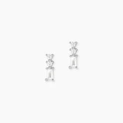 Boucles D'oreilles Puces Iolyn Argent Blanc Oxyde De Zirconium
