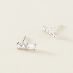 Boucles D'oreilles Puces Iolyn Argent Blanc Oxyde De Zirconium