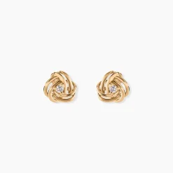 Boucles D'oreilles Puces Iwaki Plaqué Or Jaune Oxyde De Zirconium