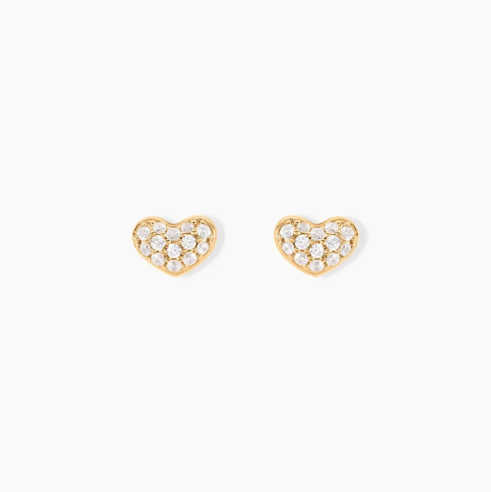 Boucles D'oreilles Puces Janice Plaqué Or Jaune Oxyde De Zirconium