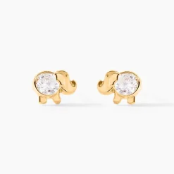 Boucles D'oreilles Puces Jumboo Or Jaune Oxyde De Zirconium