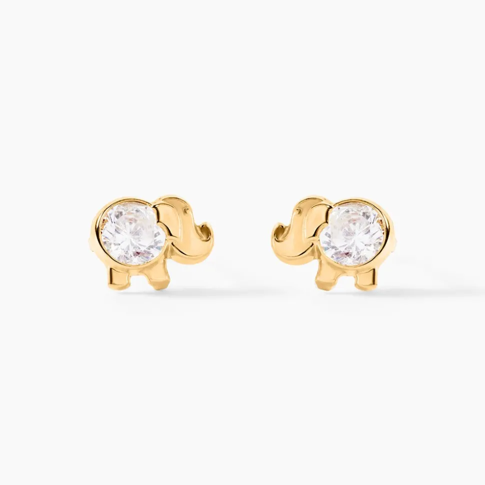 Boucles D'oreilles Puces Jumboo Or Jaune Oxyde De Zirconium