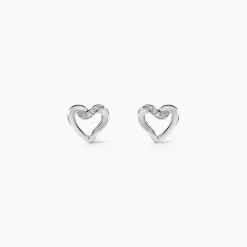 Marc Orian Bijoux Or|Boucles D'Oreilles Cœur > Boucles D'oreilles Puces Kaina Or Blanc Diamant