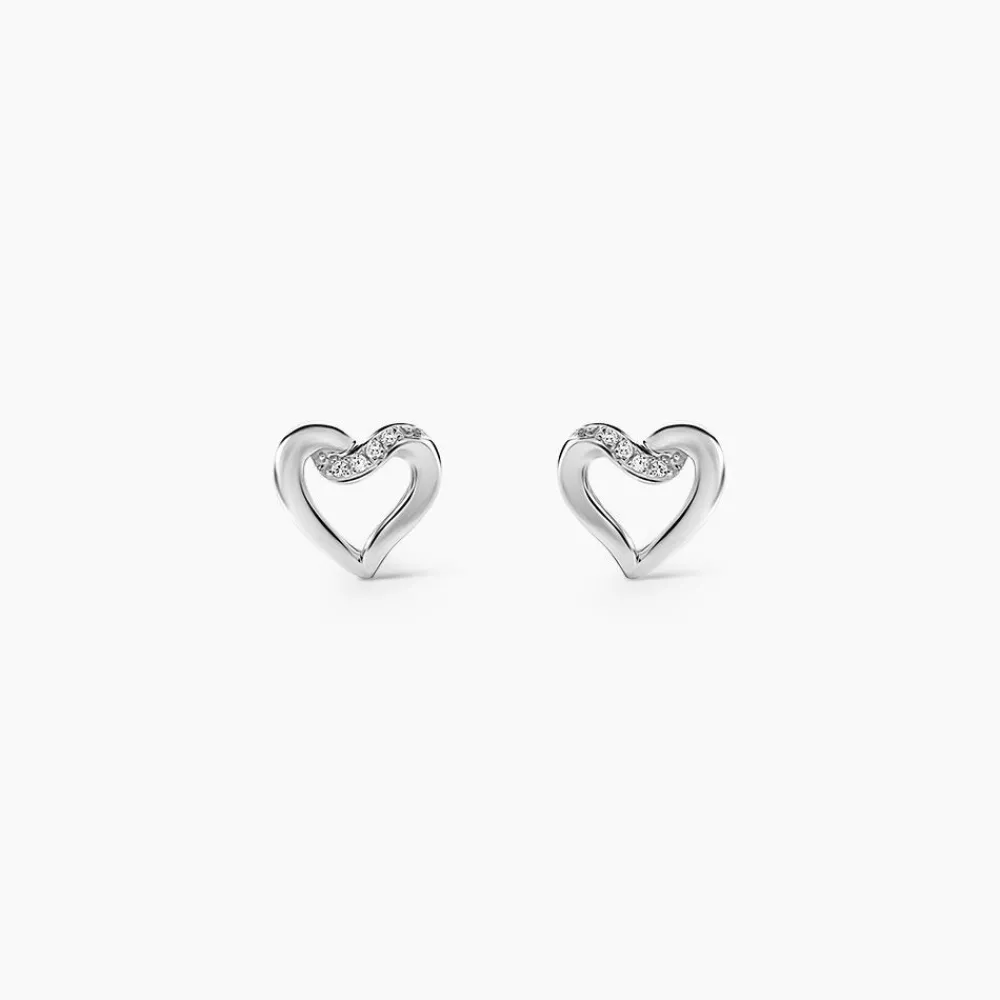 Marc Orian Bijoux Or|Boucles D'Oreilles Cœur > Boucles D'oreilles Puces Kaina Or Blanc Diamant