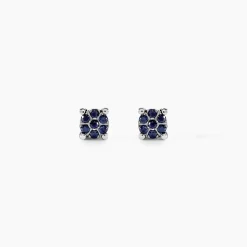 Boucles D'oreilles Puces Kate Or Blanc Saphir