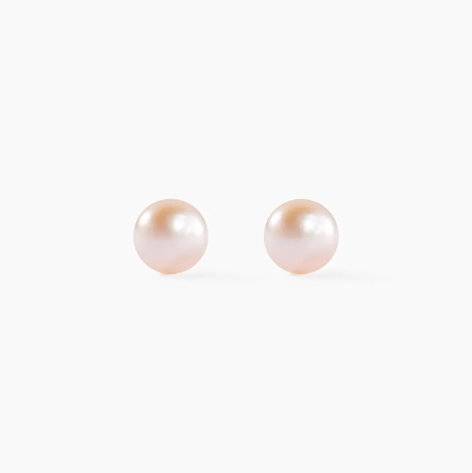 Boucles D'oreilles Puces Kesya Or Jaune Perle De Culture