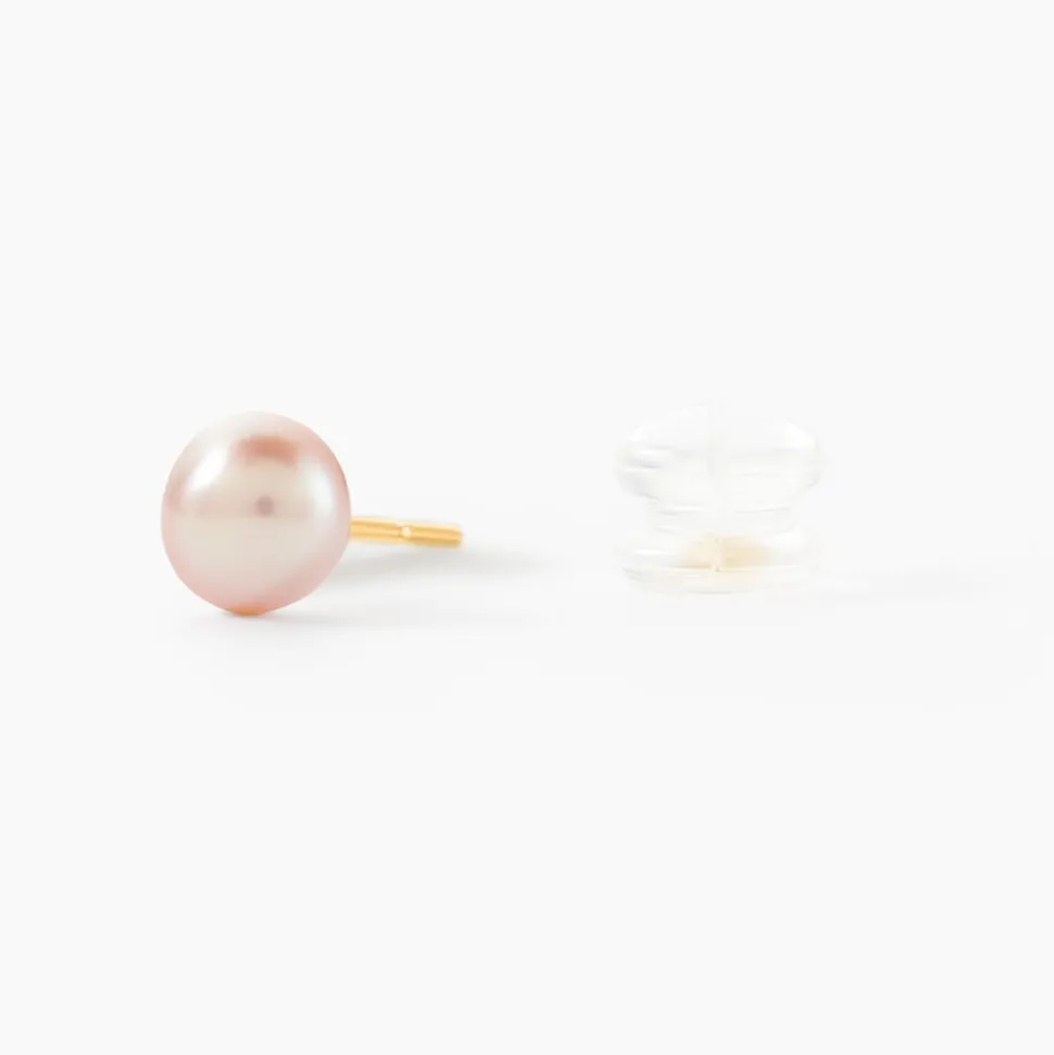 Boucles D'oreilles Puces Kesya Or Jaune Perle De Culture