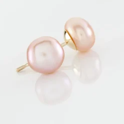 Boucles D'oreilles Puces Kesya Or Jaune Perle De Culture