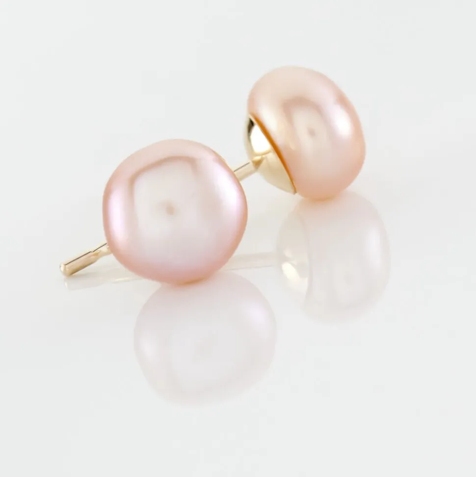 Boucles D'oreilles Puces Kesya Or Jaune Perle De Culture