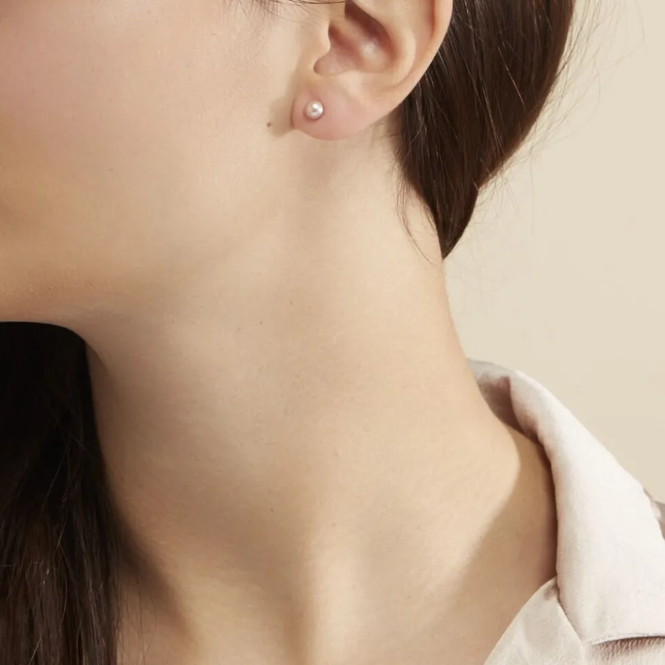 Boucles D'oreilles Puces Kesya Or Jaune Perle De Culture