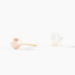 Boucles D'oreilles Puces Kesya Or Jaune Perle De Culture
