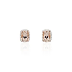 Marc Orian Cadeaux Mariage|Anniversaire De Mariage > Boucles D'oreilles Puces Kloe Or Rose Morganite Et Diamant