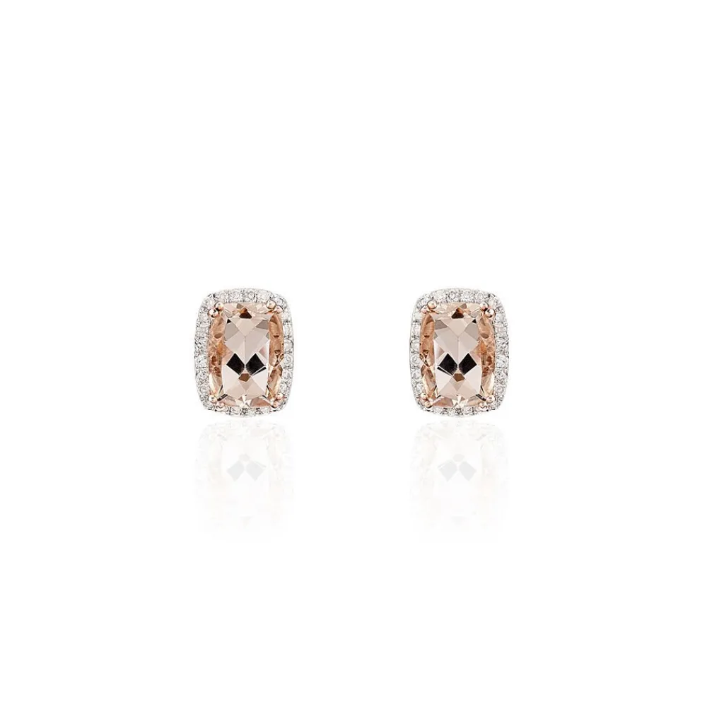 Marc Orian Cadeaux Mariage|Anniversaire De Mariage > Boucles D'oreilles Puces Kloe Or Rose Morganite Et Diamant