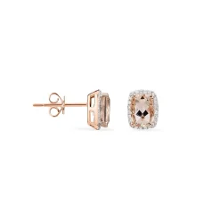 Marc Orian Cadeaux Mariage|Anniversaire De Mariage > Boucles D'oreilles Puces Kloe Or Rose Morganite Et Diamant