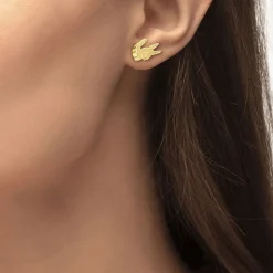 LACOSTE BIJOUX Bijoux Homme|Boucles D'Oreilles Acier Inoxydable > Boucles D'oreilles Puces Lacoste Crocodile Acier Jaune