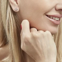 Boucles D'oreilles Puces Lehinaae Argent Blanc